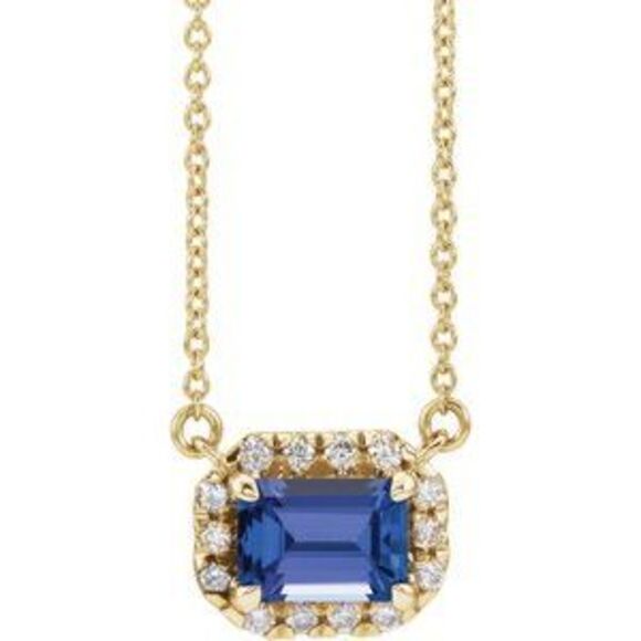 14K Yellow 7x5 mm Tanzanite 1/5 CTW Natural Diamond Halo-Style 18